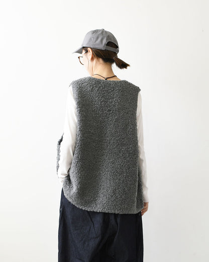 mizuiro ind [ミズイロ インド] hairy yarn V neck P/O [3-220159] ヘアリー ヤーン ブイネック プルオーバー・ベスト・ワイドシルエット・LADY'S [2026AW]