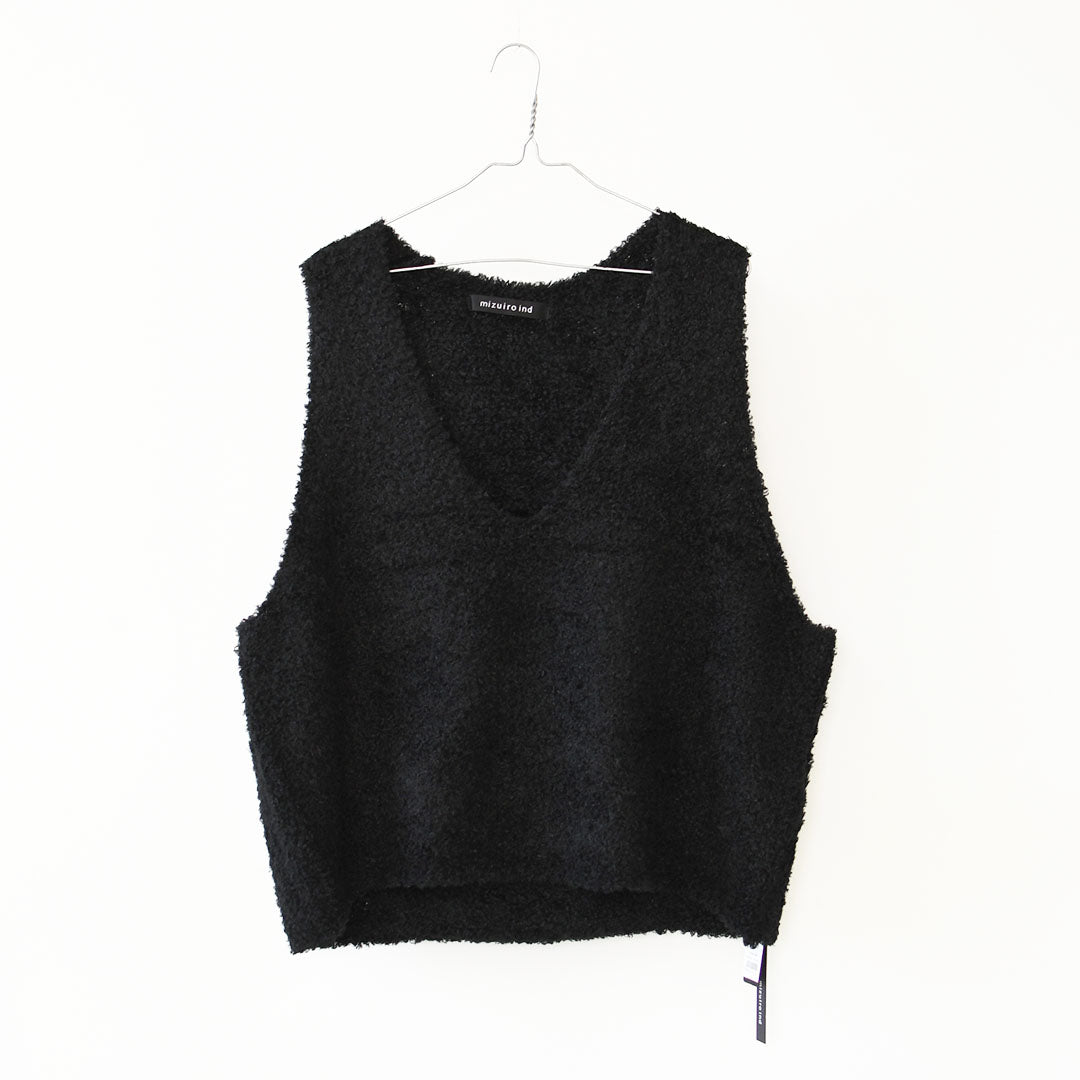 mizuiro ind [ミズイロ インド] hairy yarn V neck P/O [3-220159] ヘアリー ヤーン ブイネック プルオーバー・ベスト・ワイドシルエット・LADY'S [2026AW]