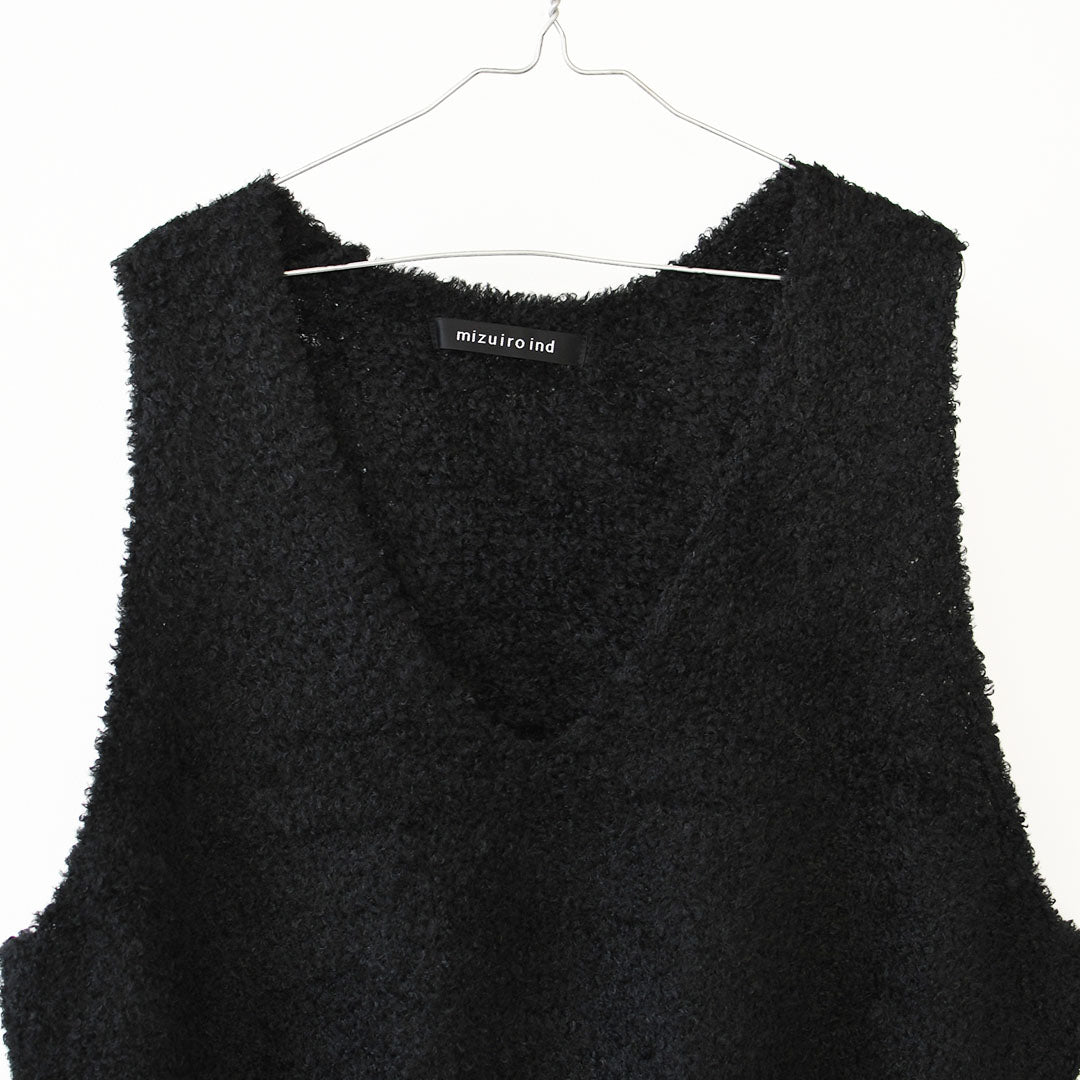 mizuiro ind [ミズイロ インド] hairy yarn V neck P/O [3-220159] ヘアリー ヤーン ブイネック プルオーバー・ベスト・ワイドシルエット・LADY'S [2026AW]