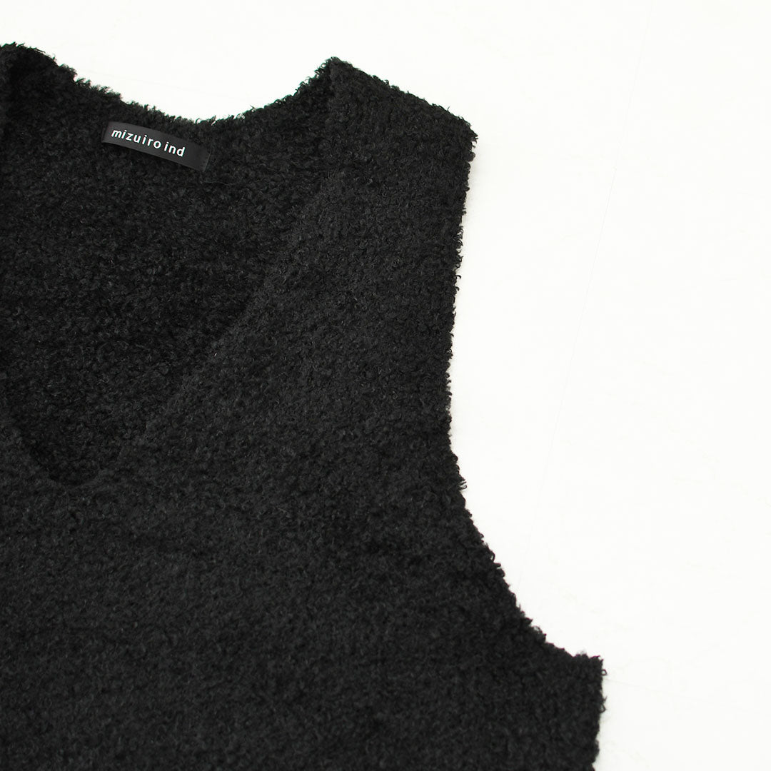 mizuiro ind [ミズイロ インド] hairy yarn V neck P/O [3-220159] ヘアリー ヤーン ブイネック プルオーバー・ベスト・ワイドシルエット・LADY'S [2026AW]