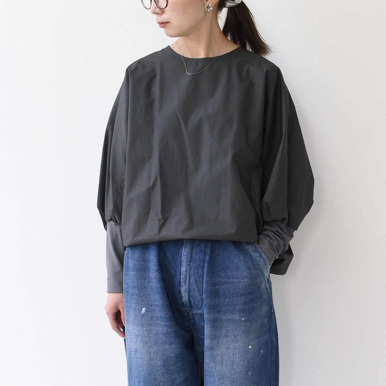 mizuiro ind [ミズイロ インド] crew neck cocoon P/O [3-230082] クルーネックコクーンプルオーバー [2025AW]