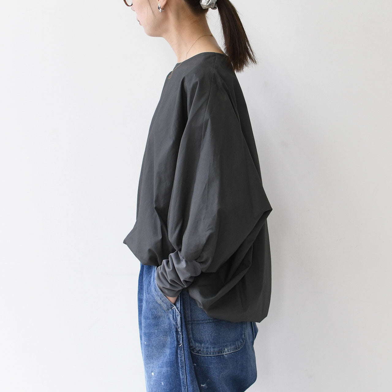 mizuiro ind [ミズイロ インド] crew neck cocoon P/O [3-230082] クルーネックコクーンプルオーバー [2025AW]