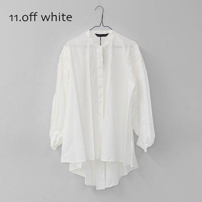 mizuiro ind [ミズイロ インド] pin tucked puff slv shirt [3-230083] ピンタックパフスリーブシャツ・コットンシャツ・スタンドカラー・パフスリーブ袖・長袖・LADY'S [2025AW]