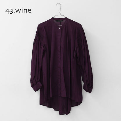 mizuiro ind [ミズイロ インド] pin tucked puff slv shirt [3-230083] ピンタックパフスリーブシャツ・コットンシャツ・スタンドカラー・パフスリーブ袖・長袖・LADY'S [2025AW]