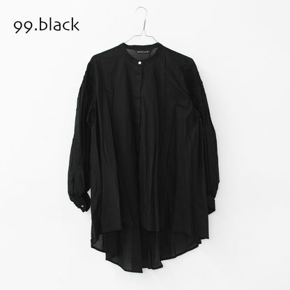 mizuiro ind [ミズイロ インド] pin tucked puff slv shirt [3-230083] ピンタックパフスリーブシャツ・コットンシャツ・スタンドカラー・パフスリーブ袖・長袖・LADY'S [2025AW]