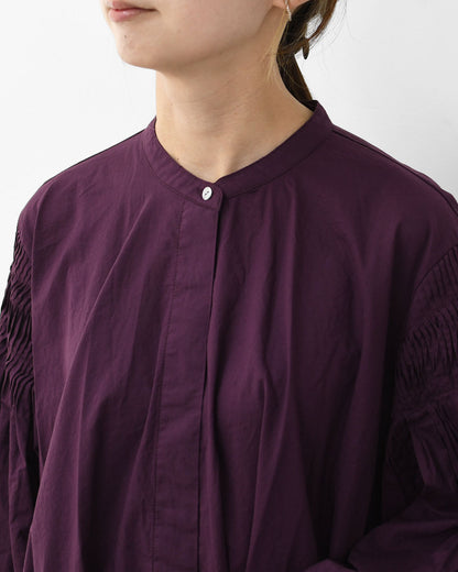 mizuiro ind [ミズイロ インド] pin tucked puff slv shirt [3-230083] ピンタックパフスリーブシャツ・コットンシャツ・スタンドカラー・パフスリーブ袖・長袖・LADY'S [2025AW]