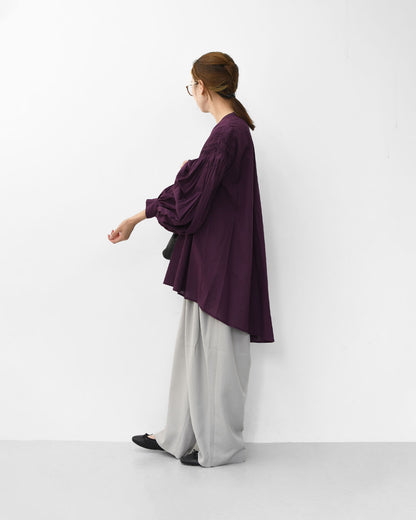 mizuiro ind [ミズイロ インド] pin tucked puff slv shirt [3-230083] ピンタックパフスリーブシャツ・コットンシャツ・スタンドカラー・パフスリーブ袖・長袖・LADY'S [2025AW]