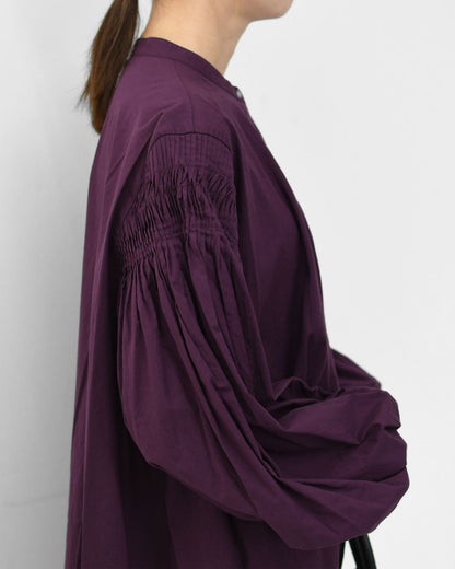 mizuiro ind [ミズイロ インド] pin tucked puff slv shirt [3-230083] ピンタックパフスリーブシャツ・コットンシャツ・スタンドカラー・パフスリーブ袖・長袖・LADY'S [2025AW]