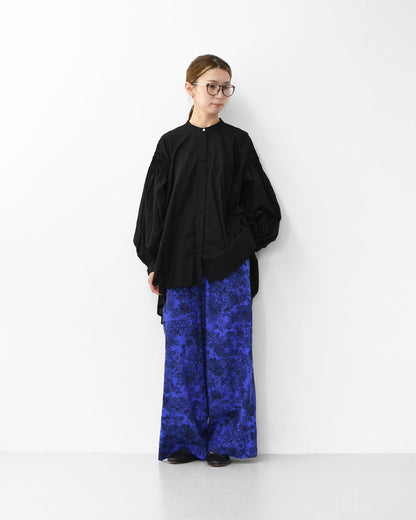 mizuiro ind [ミズイロ インド] pin tucked puff slv shirt [3-230083] ピンタックパフスリーブシャツ・コットンシャツ・スタンドカラー・パフスリーブ袖・長袖・LADY'S [2025AW]