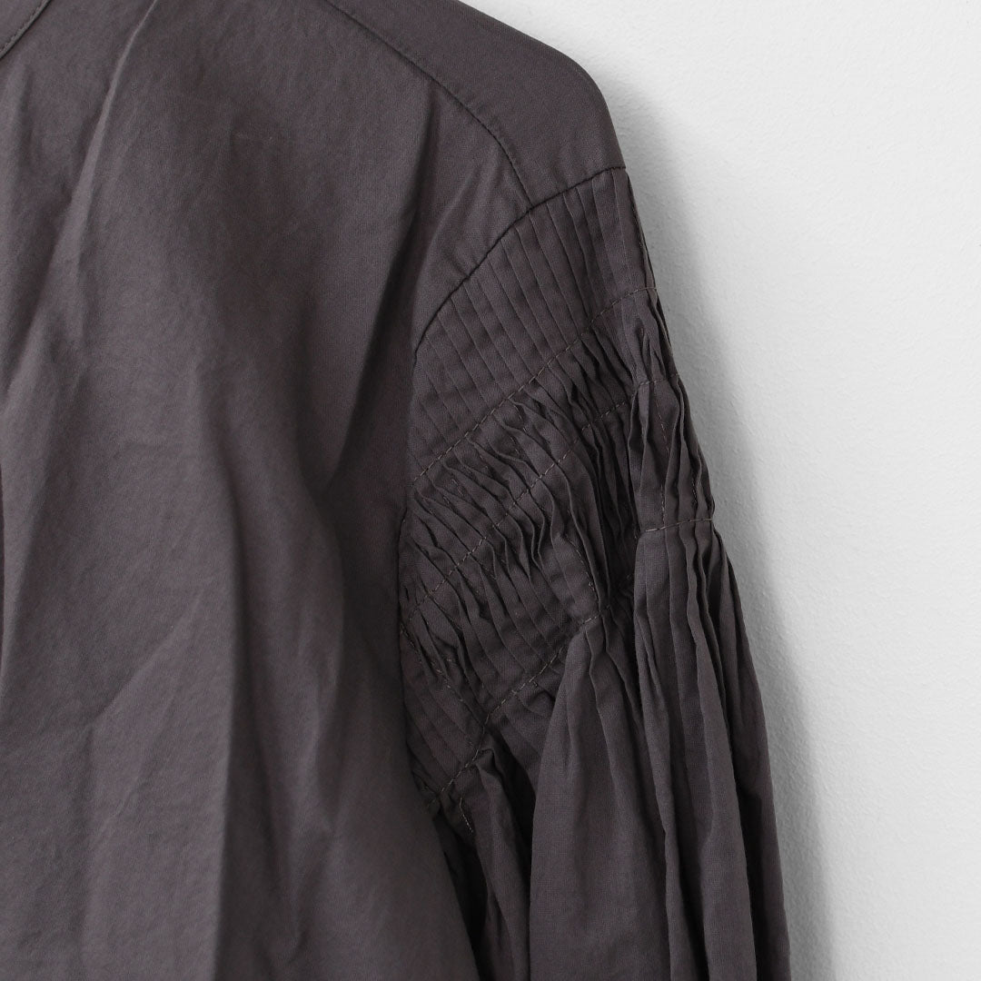 mizuiro ind [ミズイロ インド] pin tucked puff slv shirt [3-230083] ピンタックパフスリーブシャツ・コットンシャツ・スタンドカラー・パフスリーブ袖・長袖・LADY'S [2025AW]