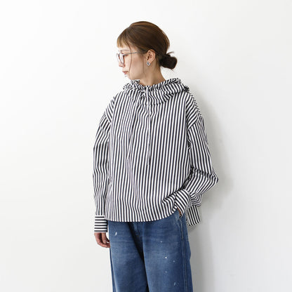 mizuiro ind [ミズイロ インド] stripe hooded shirt [3-230100] ストライプフーデッドシャツ [2025AW]