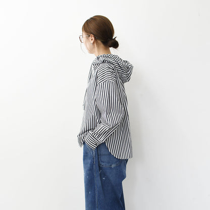 mizuiro ind [ミズイロ インド] stripe hooded shirt [3-230100] ストライプフーデッドシャツ [2025AW]