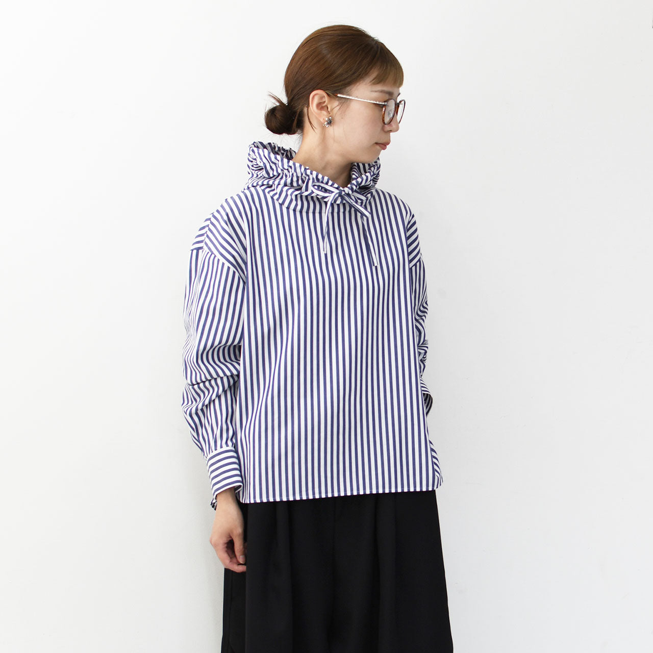 mizuiro ind [ミズイロ インド] stripe hooded shirt [3-230100] ストライプフーデッドシャツ [2025AW]