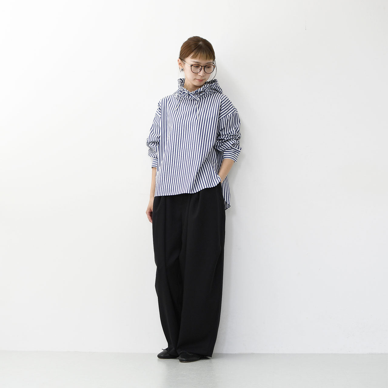 mizuiro ind [ミズイロ インド] stripe hooded shirt [3-230100] ストライプフーデッドシャツ [2025AW]