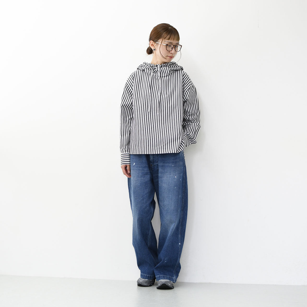 mizuiro ind [ミズイロ インド] stripe hooded shirt [3-230100] ストライプフーデッドシャツ [2025AW]