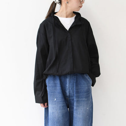 mizuiro ind [ミズイロ インド] gathered stand collar shirt [3-230106] ギャザースタンドカラーシャツ [2025AW]