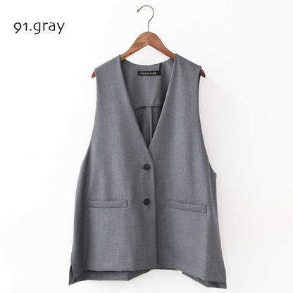 mizuiro ind [ミズイロ インド] deep V neck wide vest [3-230108] ディープVネックワイドベスト・ベスト・Vネックベスト・ワイドシルエット・ゆったりシルエット・LADY'S [2025AW]