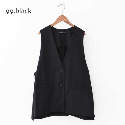 mizuiro ind [ミズイロ インド] deep V neck wide vest [3-230108] ディープVネックワイドベスト・ベスト・Vネックベスト・ワイドシルエット・ゆったりシルエット・LADY'S [2025AW]