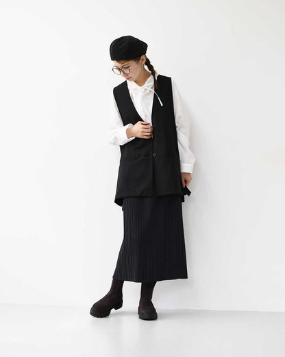 mizuiro ind [ミズイロ インド] deep V neck wide vest [3-230108] ディープVネックワイドベスト・ベスト・Vネックベスト・ワイドシルエット・ゆったりシルエット・LADY'S [2025AW]