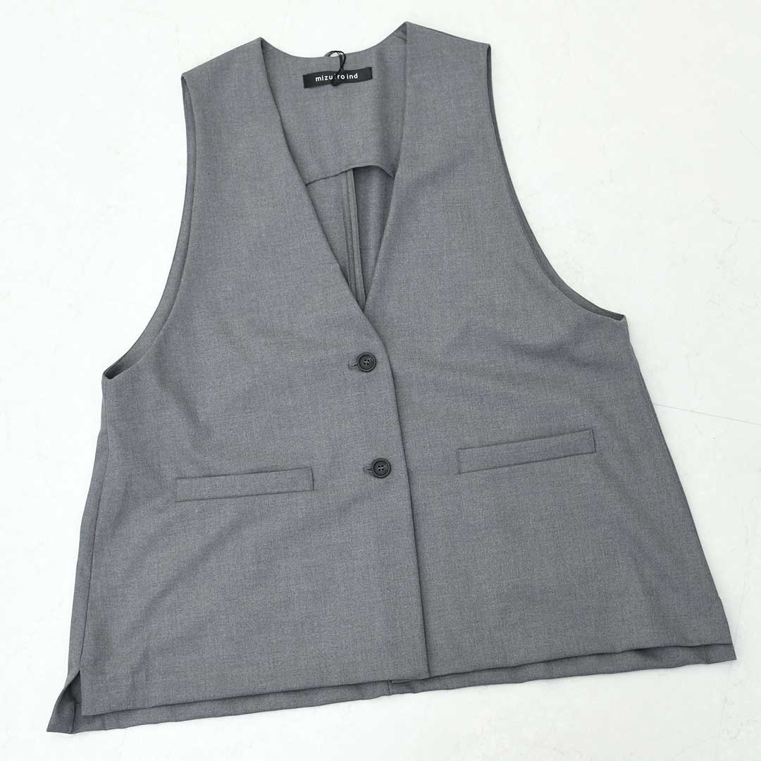 mizuiro ind [ミズイロ インド] deep V neck wide vest [3-230108] ディープVネックワイドベスト・ベスト・Vネックベスト・ワイドシルエット・ゆったりシルエット・LADY'S [2025AW]