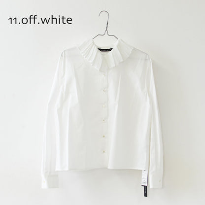 mizuiro ind [ミズイロ インド] pleats collar shirt [3-230124] プリーツ カラー シャツ・プリーツ襟・無地・シンプル・キレイめ・LADY'S [2026AW]