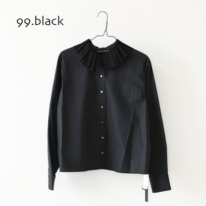 mizuiro ind [ミズイロ インド] pleats collar shirt [3-230124] プリーツ カラー シャツ・プリーツ襟・無地・シンプル・キレイめ・LADY'S [2026AW]