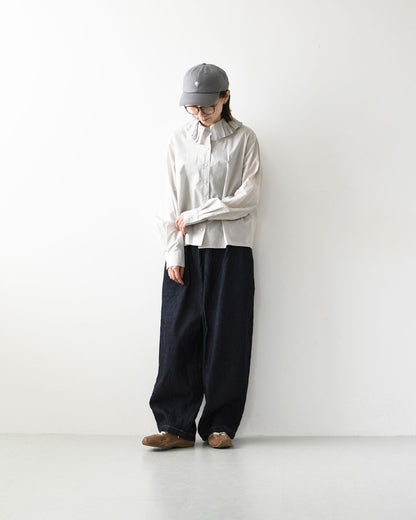 mizuiro ind [ミズイロ インド] pleats collar shirt [3-230124] プリーツ カラー シャツ・プリーツ襟・無地・シンプル・キレイめ・LADY'S [2026AW]