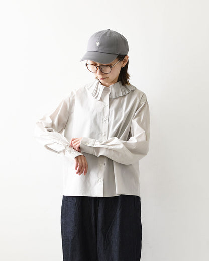 mizuiro ind [ミズイロ インド] pleats collar shirt [3-230124] プリーツ カラー シャツ・プリーツ襟・無地・シンプル・キレイめ・LADY'S [2026AW]