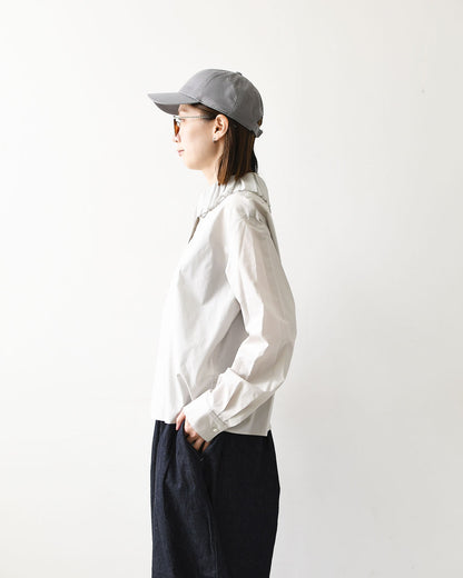 mizuiro ind [ミズイロ インド] pleats collar shirt [3-230124] プリーツ カラー シャツ・プリーツ襟・無地・シンプル・キレイめ・LADY'S [2026AW]