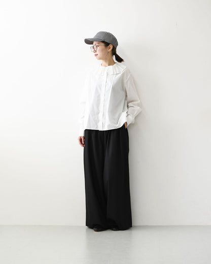 mizuiro ind [ミズイロ インド] pleats collar shirt [3-230124] プリーツ カラー シャツ・プリーツ襟・無地・シンプル・キレイめ・LADY'S [2026AW]