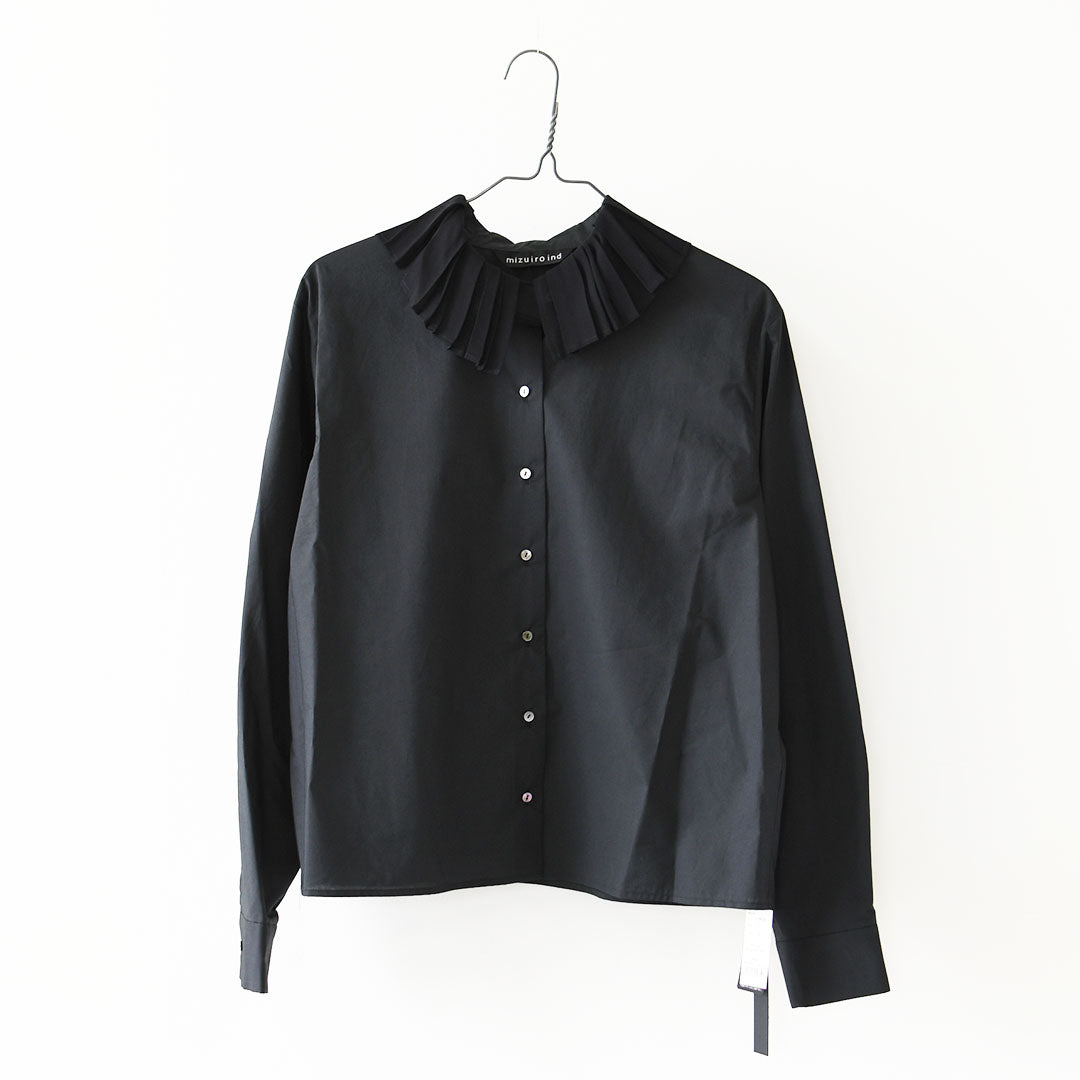 mizuiro ind [ミズイロ インド] pleats collar shirt [3-230124] プリーツ カラー シャツ・プリーツ襟・無地・シンプル・キレイめ・LADY'S [2026AW]