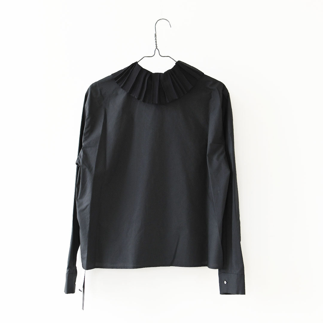 mizuiro ind [ミズイロ インド] pleats collar shirt [3-230124] プリーツ カラー シャツ・プリーツ襟・無地・シンプル・キレイめ・LADY'S [2026AW]