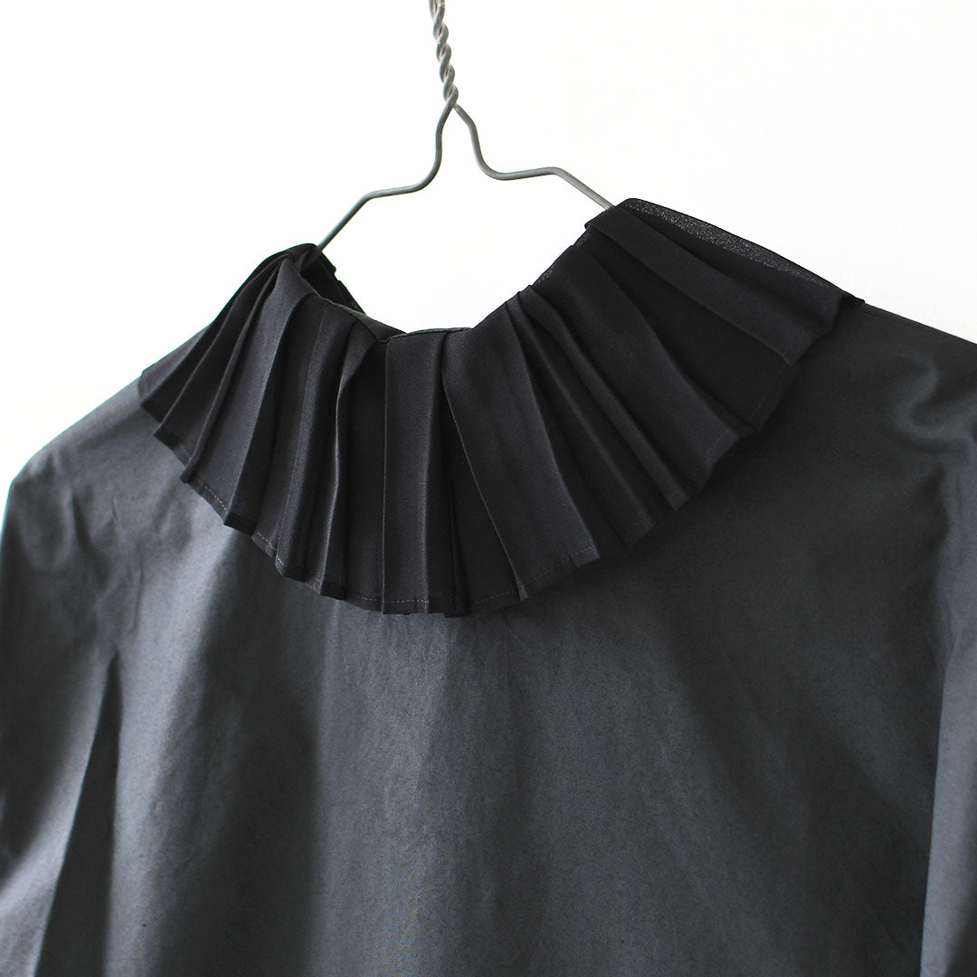mizuiro ind [ミズイロ インド] pleats collar shirt [3-230124] プリーツ カラー シャツ・プリーツ襟・無地・シンプル・キレイめ・LADY'S [2026AW]