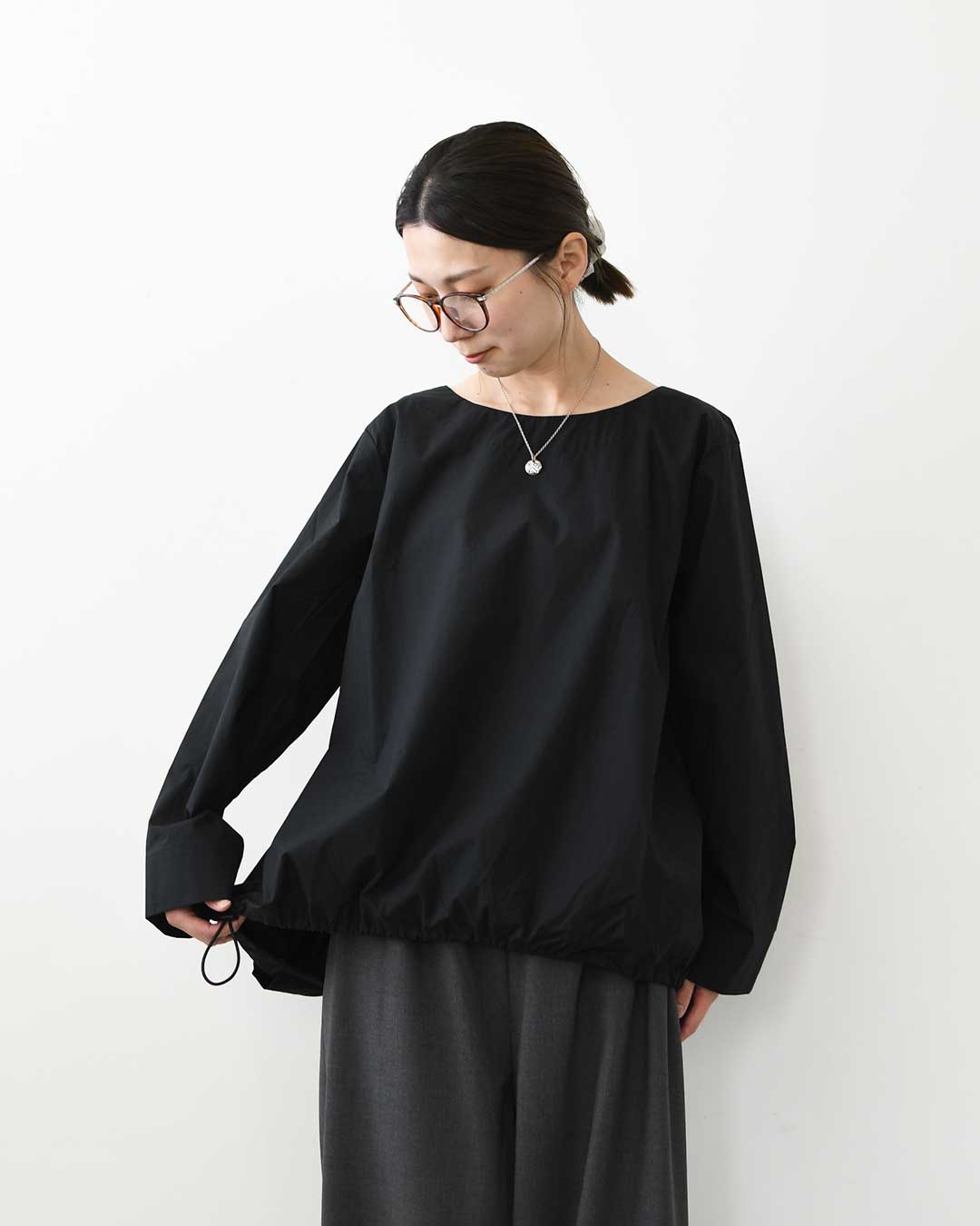 mizuiro ind [ミズイロ インド] drawstrings crew neck P/O [3-230127] ドローストリングス クルーネック プルオーバー・クルーネック・ワイドシルエット・ゆったりシルエット・LADY'S [2026AW]