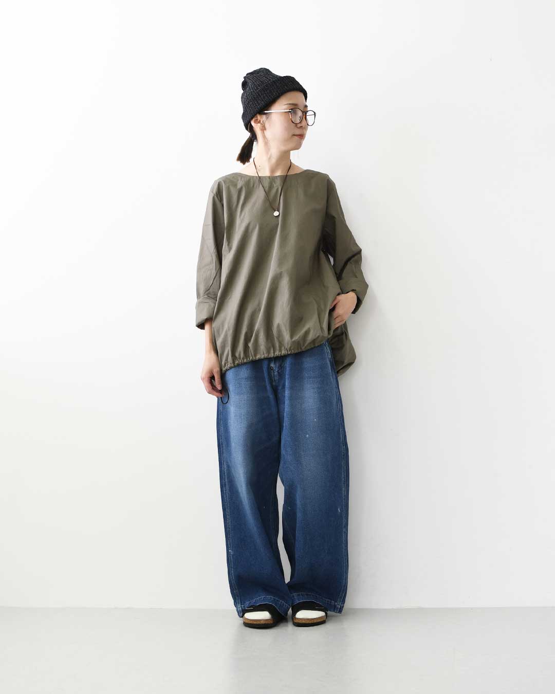 mizuiro ind [ミズイロ インド] drawstrings crew neck P/O [3-230127] ドローストリングス クルーネック プルオーバー・クルーネック・ワイドシルエット・ゆったりシルエット・LADY'S [2026AW]