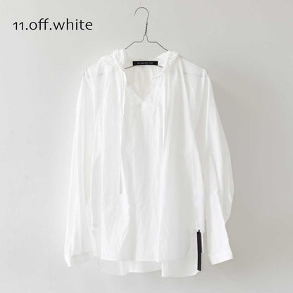 mizuiro ind [ミズイロ インド] hooded gather neck shirt [3-230133] フーデッド ギャザーネック シャツ ・フードシャツ・ワイドシルエット・ゆったりシルエット・LADY'S [2026AW]