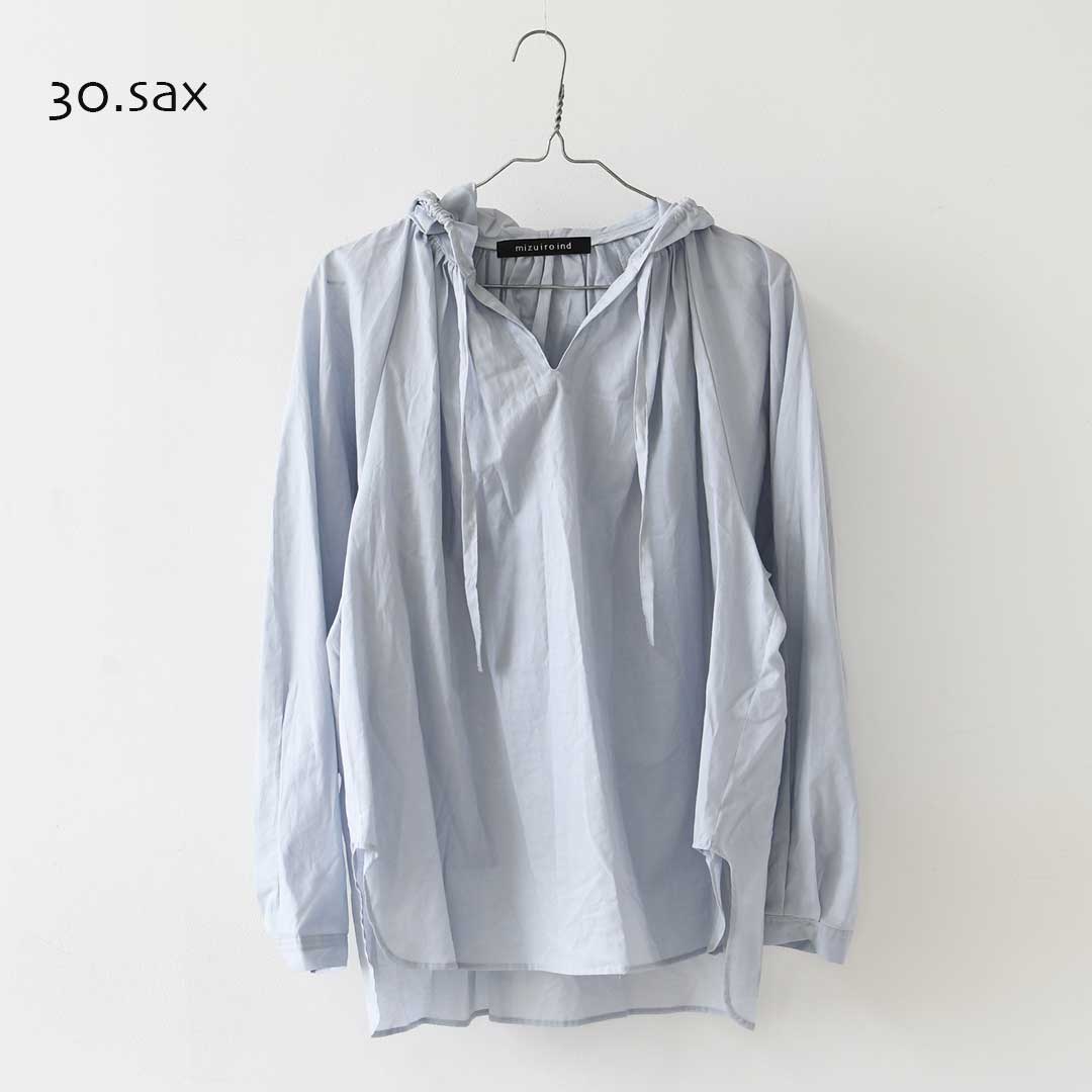 mizuiro ind [ミズイロ インド] hooded gather neck shirt [3-230133] フーデッド ギャザーネック シャツ ・フードシャツ・ワイドシルエット・ゆったりシルエット・LADY'S [2026AW]