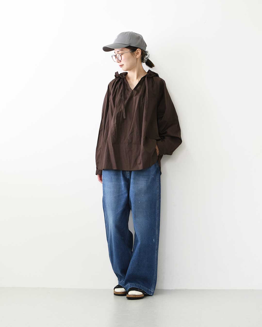 mizuiro ind [ミズイロ インド] hooded gather neck shirt [3-230133] フーデッド ギャザーネック シャツ ・フードシャツ・ワイドシルエット・ゆったりシルエット・LADY'S [2026AW]