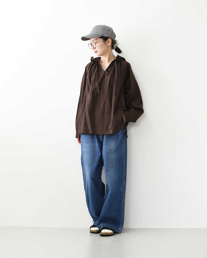 mizuiro ind [ミズイロ インド] hooded gather neck shirt [3-230133] フーデッド ギャザーネック シャツ ・フードシャツ・ワイドシルエット・ゆったりシルエット・LADY'S [2026AW]