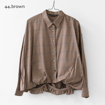 mizuiro ind [ミズイロ インド] check long slv ballon shirt [3-230124] チェックロングスリーブバルーンシャツ・レギュラーカラー・チェック・シンプル・カジュアル・LADY'S [2026AW]