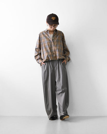 mizuiro ind [ミズイロ インド] check long slv ballon shirt [3-230124] チェックロングスリーブバルーンシャツ・レギュラーカラー・チェック・シンプル・カジュアル・LADY'S [2026AW]