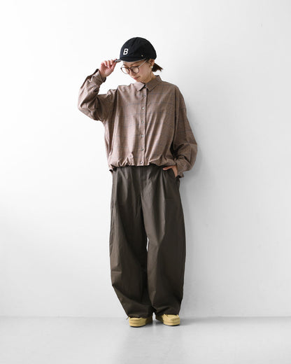 mizuiro ind [ミズイロ インド] check long slv ballon shirt [3-230124] チェックロングスリーブバルーンシャツ・レギュラーカラー・チェック・シンプル・カジュアル・LADY'S [2026AW]