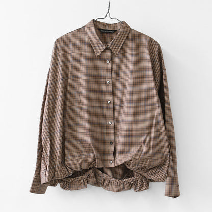 mizuiro ind [ミズイロ インド] check long slv ballon shirt [3-230124] チェックロングスリーブバルーンシャツ・レギュラーカラー・チェック・シンプル・カジュアル・LADY'S [2026AW]
