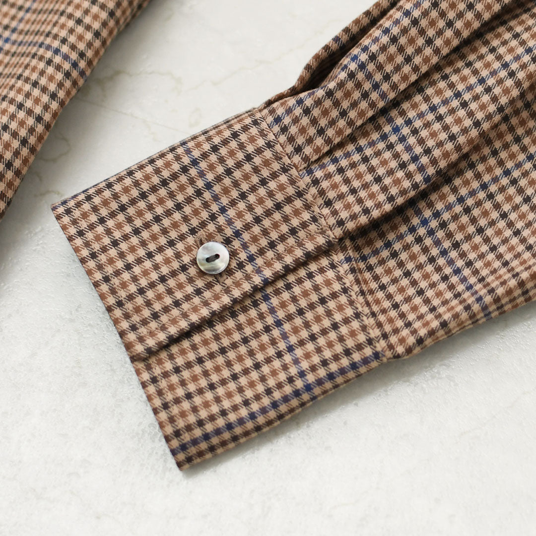 mizuiro ind [ミズイロ インド] check long slv ballon shirt [3-230124] チェックロングスリーブバルーンシャツ・レギュラーカラー・チェック・シンプル・カジュアル・LADY'S [2026AW]