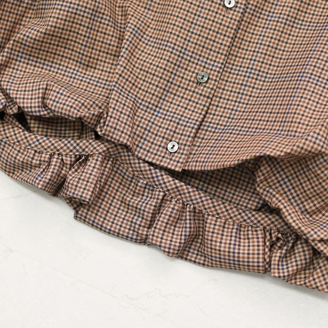 mizuiro ind [ミズイロ インド] check long slv ballon shirt [3-230124] チェックロングスリーブバルーンシャツ・レギュラーカラー・チェック・シンプル・カジュアル・LADY'S [2026AW]
