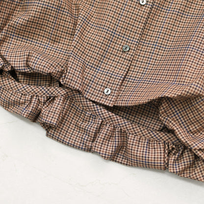 mizuiro ind [ミズイロ インド] check long slv ballon shirt [3-230124] チェックロングスリーブバルーンシャツ・レギュラーカラー・チェック・シンプル・カジュアル・LADY'S [2026AW]