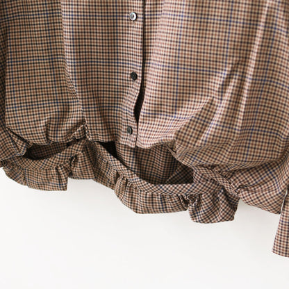 mizuiro ind [ミズイロ インド] check long slv ballon shirt [3-230124] チェックロングスリーブバルーンシャツ・レギュラーカラー・チェック・シンプル・カジュアル・LADY'S [2026AW]