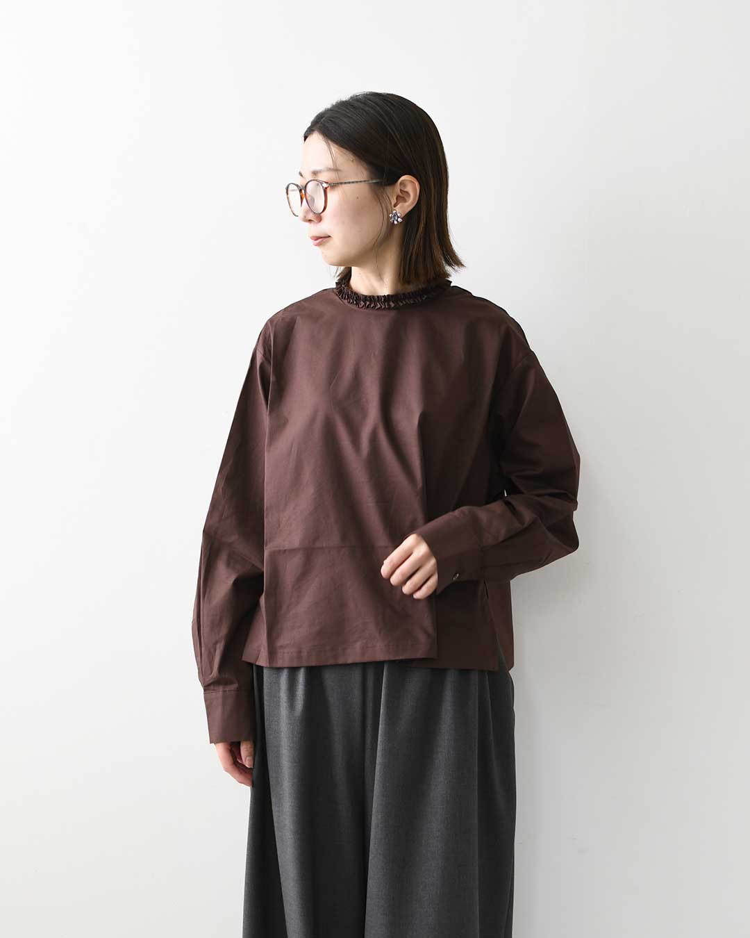 mizuiro ind [ミズイロ インド] frill collar P/O [3-230137] フリルカラープルオーバー・フリル襟・長袖・プルオーバー・無地・LADY'S [2026AW]