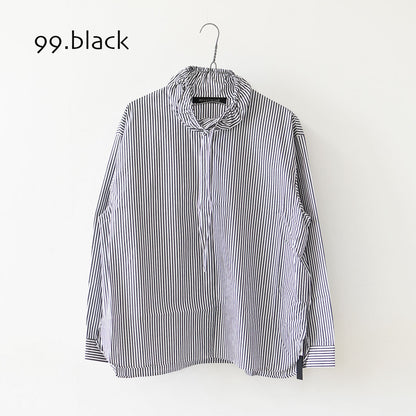 mizuiro ind [ミズイロ インド] stripe gather neck shirt [3-230138] ストライプギャザーネックシャツ・コットンシャツ・カジュアル・きれいめ・長袖・LADY'S [2026AW]