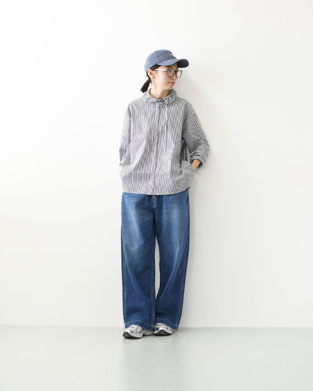 mizuiro ind [ミズイロ インド] stripe gather neck shirt [3-230138] ストライプギャザーネックシャツ・コットンシャツ・カジュアル・きれいめ・長袖・LADY'S [2026AW]